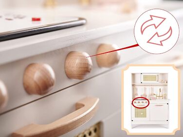 Дерев'яна дитяча кухня з мийкою, духовкою та витяжкою, з сосни та берези (Модель 2)