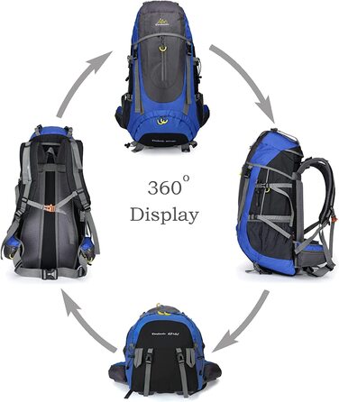 Похідний рюкзак Doshwin 70L, похідний рюкзак, дорожній рюкзак, похідний рюкзак, великий рюкзак для жінок і чоловіків (синій)