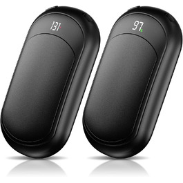 Електричні грілки для рук Macchiatto 2 шт., багаторазові, 3200mAh, 3 рівні нагріву, до 60°C, ідеальний подарунок на зиму, чорні