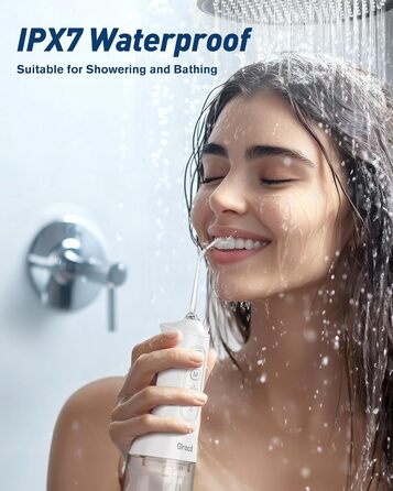 Іригатор для порожнини рота Munddusche, професійний, з технологією мікробульбашок, регулювання тиску води, для чищення зубів та брекетів, білий