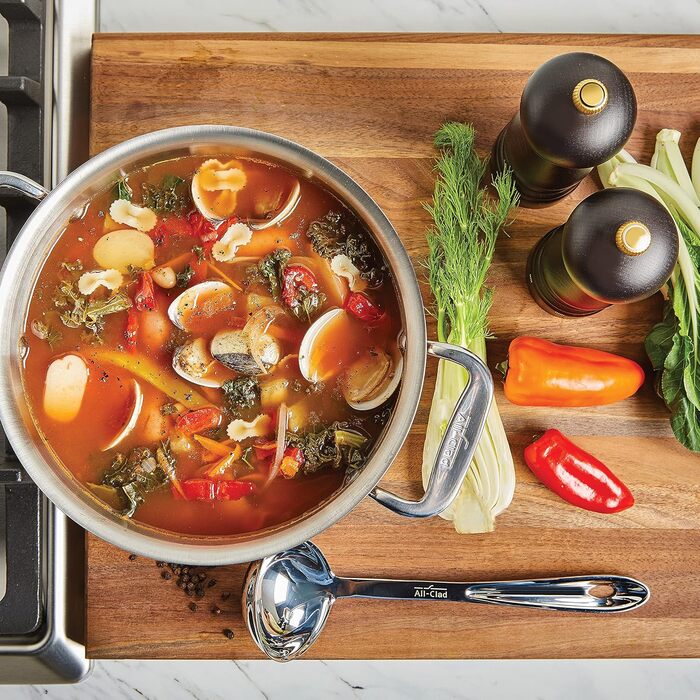 Набір кухонних інструментів All-Clad T236 з нержавіючої сталі (6 предметів) з підставкою, сріблястий