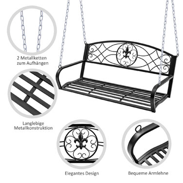 Садова гойдалка-лавка на 2 особи, модель 
