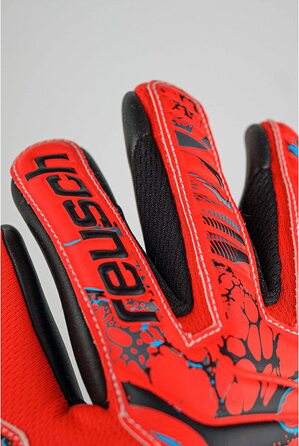 Молодіжні воротарські рукавички Reusch унісекс Attrakt Evolution Finger Support Junior з хорошим захопленням і внутрішнім швом (4.5, червоний / синій / чорний)