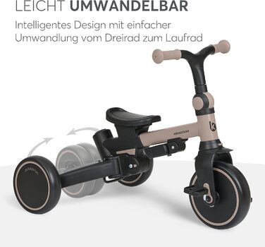 KikkaBoo Триколісний велосипед 8-в-1 з ручкою для батьків Aluma (Бежевий) від 1 року. Дитячий велосипед з поворотним сидінням, ременем безпеки, алюмінієвою рамою.