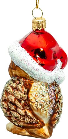 Підвіска у вигляді сови SIKORA BS710 у вигляді капелюха Санта-Клауса, скляна фігурка, підвіска для різдвяної ялинки-Преміум-лінія, варіант коричневий