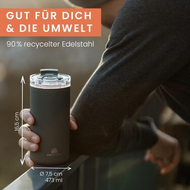 Термокружка Groenenberg 473 мл | Зберігає тепло до 4 годин | Без витоку | З переробленої нержавіючої сталі (Forest)