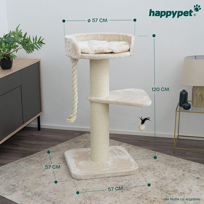 Дерево для лазіння Happypet 57х120 см кремове