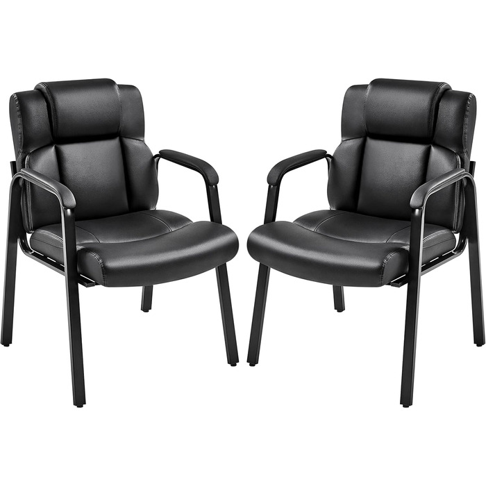 Крісла їдальні Yaheetech (2 шт.) з підлокітниками, чорні, штучна шкіра | Стільці для кухні, вітальні, офісу