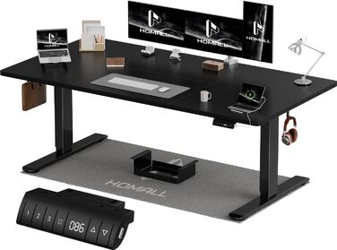 Електричний регульований стіл Homall 120x60 см з пам'яттю, комп'ютерний стіл Standing Desk білий + бежевий