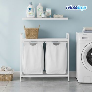 Кошик для білизни Relaxdays з двома відділеннями та полицею