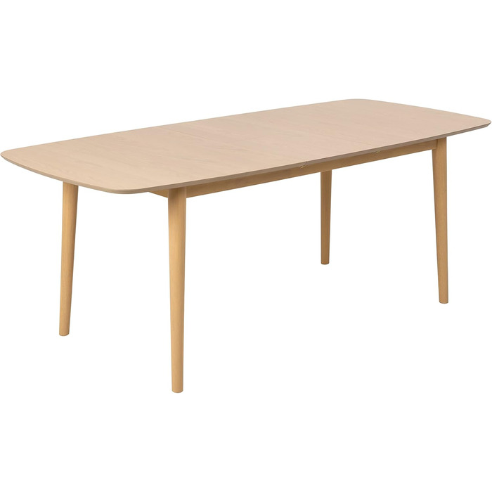 AC Design висувний обідній стіл Monty для 6 осіб, прямокутна стільниця, білий дуб, круглі ніжки, кухонний стіл, 160 x 75 x 90 см