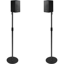 Підставка для колонок, регульована по висоті, для колонок до 73-140 см, 2 шт., для сателітів до 5 кг, інтегроване кабельне управління, універсальна (чорний)