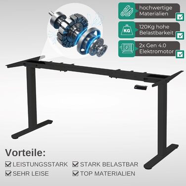 Електричний регульований стіл Albatros Lift S5: металеве підстав'яння, 2м, 120кг | Чорний