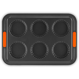 Форма для тарт з антипригарним покриттям LE CREUSET, 7 см, для 12 порцій, стійка до кислого тіста, з вуглецевої сталі, антрацит/помаранчевий