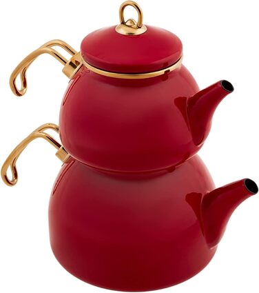 Ретро емальований набір чайників, турецький набір чайників, чайник, індукційний сейф, 2,3 літра (червоний)