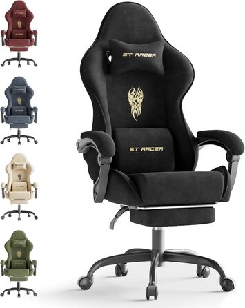Ігровий крісло Ferghana Ergonomisch, чорний - з підголівником та поперековою подушкою