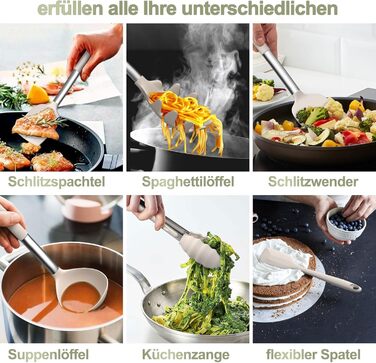 Набір кухонних помічників, 26 предметів: силіконове кухонне приладдя з нержавіючою сталею, стійке до нагрівання, з підставкою, антипригарне, для посудомийної машини - Хакі