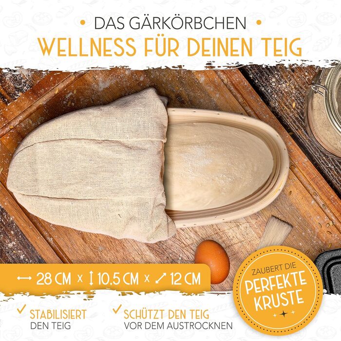 Форма для випікання хліба з емальованого лиття заліза з кришкою та кошиком для підйому тіста - 28 см, ідеальна для випікання хліба, тостів та інших виробів, аксесуари для випікання, brotform, brottopf
