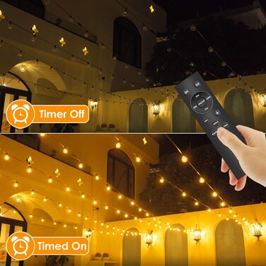 LED гірлянда для вулиці з пультом керування, 15м, G40, диммування, 4 режими, таймер, вологостійка, для саду, балкону, тераси, вечірки, кемпінгу, весілля
