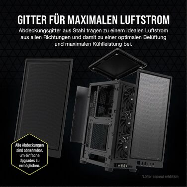 Корпус для ПК Corsair 2000D Airflow Mini ITX, чорний, сітчаста сталь, 3 слоти для GPU, оптимізований для охолодження, сучасні порти на передній панелі