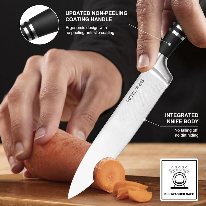 Набір кухонних ножів Kitkanis 17 предметів з бруском, професійний, з нержавіючої сталі, з кухонними ножицями та точильним бруском, з масивного дерева