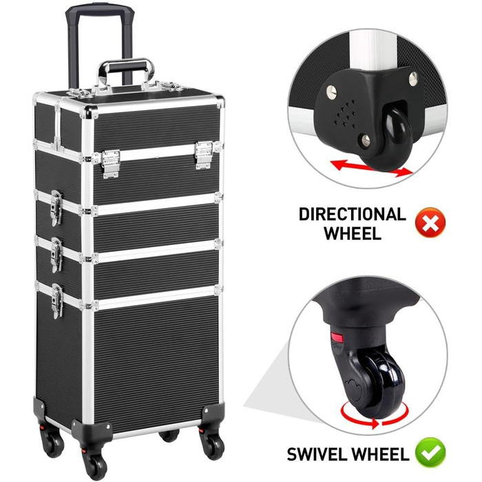 Косметичка-органайзер Yaheetech 4 в 1: велика, для косметики, прикрас, макіяжу, перукарів, ручна клада, чорна