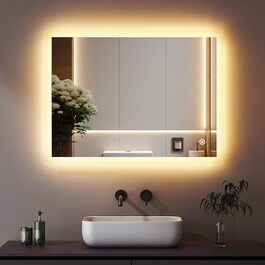 Дзеркало для ванної кімнати Boromal з підсвічуванням 80x60 см, 3 кольори світла, регулювання яскравості, LED, сенсорне керування