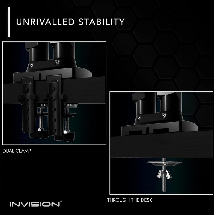 Кріплення для монітора Invision MX400 - 2 монітори, 19-32 дюйми, VESA 75/100 мм, регулювання висоти, настільний кріплення