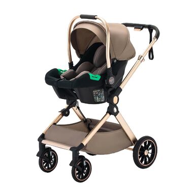 Дитяча коляска BEBBY 3-в-1: комбінована, люлька, автокрісло, складна, для новонароджених, чорна/коричнева