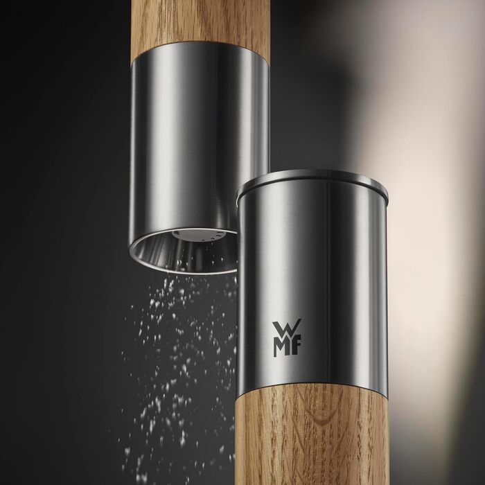 Мельниця WMF Nature Pro: ручна для солі та перцю з керамічним механізмом, регульованим помолом та аромашлузом