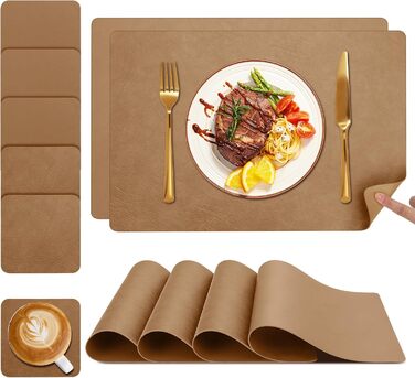 Набори серветок YIHELU: 6 шт., водонепроникні, з штучної шкіри, для кухні та їдальні, м'ятно-зелені/кремові