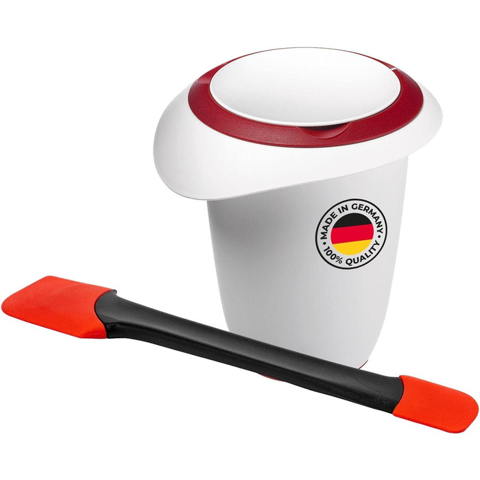 Набір для приготування та випічки Westmark Duo 4 предметів: каструля Quirltopf 1 л, миска для перемішування 3,5 л, мірна склянка 1 л, шпатель для тіста, пластик/силікон, прозорий/білий/червоний/чорний