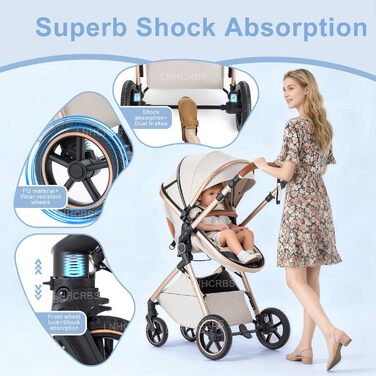 Дитяча коляска 3 в 1, туристична, швидко складається, з фіксацією передніх коліс, сіра (10-V8, візерунок)