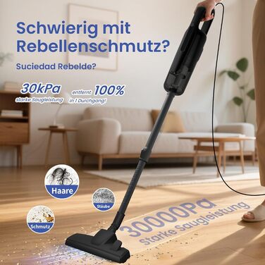 Версолайф C8PRO - пилосос з кабелем, 30000Pa/600W, 6-в-1, для твердих поверхонь, килимів та шерсті тварин, чорний