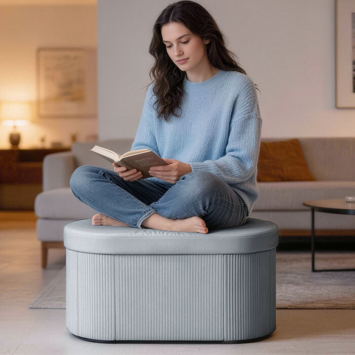 Зручна банкетка з ящиком для зберігання, розкладна, оббивка з ефектом оксамиту для вітальні, 76 x 38 x 35 см, темно-сіра