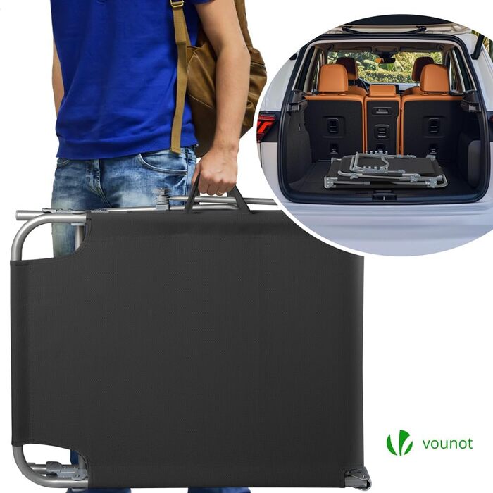 Розкішні лежаки для відпочинку Vounot (2 шт.): регульована спинка, захист від сонця, для саду, басейну, тераси (чорний)