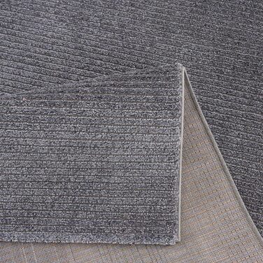 Килимове покриття для передпокою - Однотонне, сіре - 80x150 см - Килими для спальні з плоским ворсом - Ефект високий-низкий / 3D-вигляд - Смугастий візерунок - Килимове покриття для передпокою - Килимове покриття для передпокою з коротким ворсом, килимове