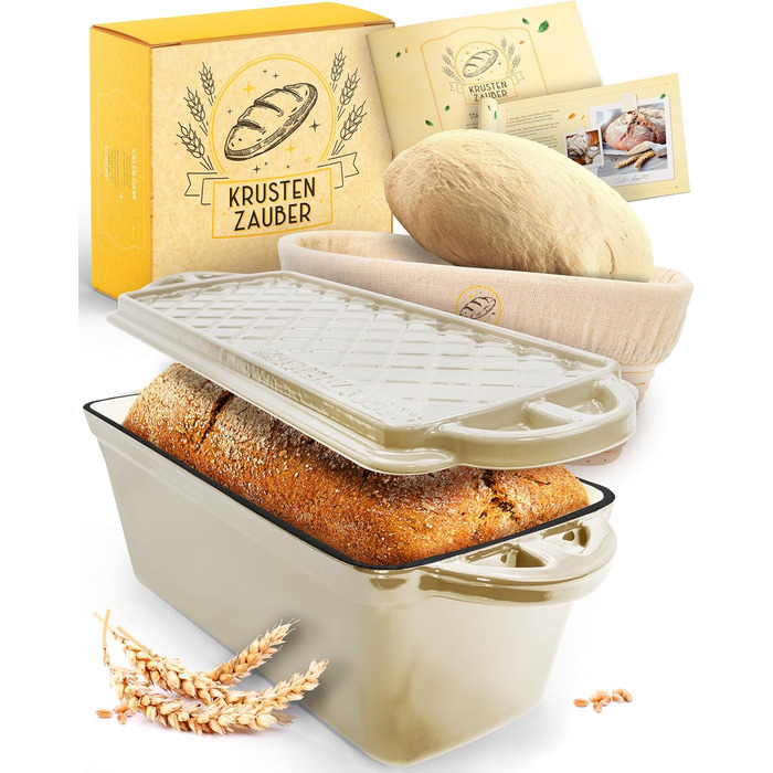Форма для випікання хліба з емальованого лиття заліза з кришкою та кошиком для підйому тіста - 28 см, ідеальна для випікання хліба, тостів та інших виробів, аксесуари для випікання, brotform, brottopf