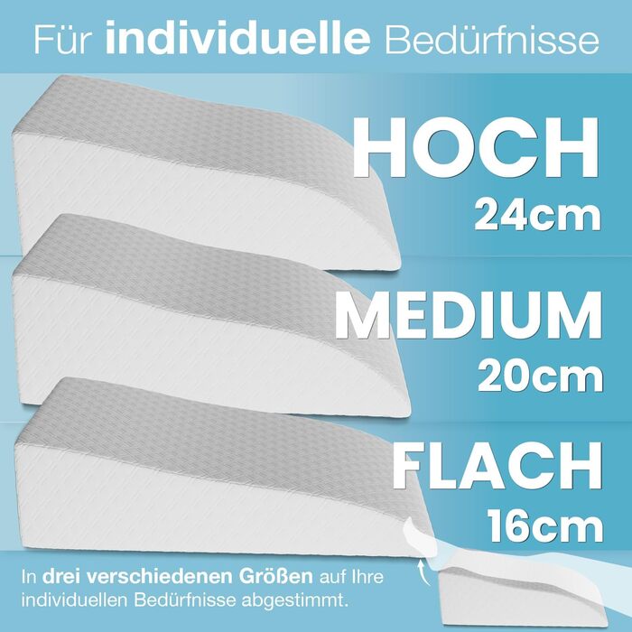 Подушка для ніг ELONEO з піною з пам'яті, для підтримки ніг, знімний чохол, 62x40x24 см, (Висока, Біла)