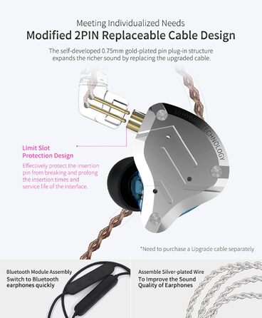 Гібридні навушники Yinyoo KZ ZS10 Pro 4BA 1DD з чорним мікрофоном