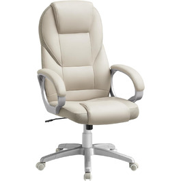 Офісне крісло для керівників, штучна шкіра з легованої сталі, кремово-білий, 73x70 шт. (112-122) см, 022W11