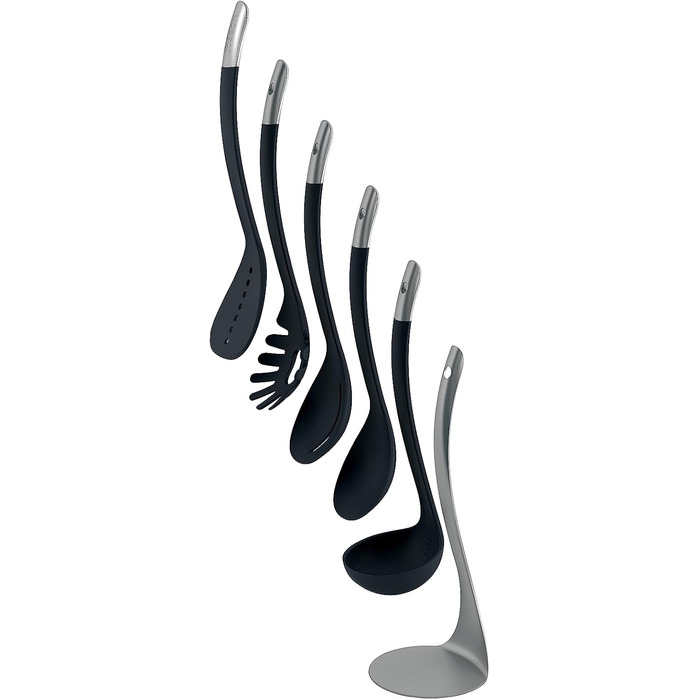Набір кухонних аксесуарів Joseph Joseph Nest 5 шт. з магнітною підставкою, чорний/нержавіюча сталь, для компактної організації, можна мити в посудомийній машині