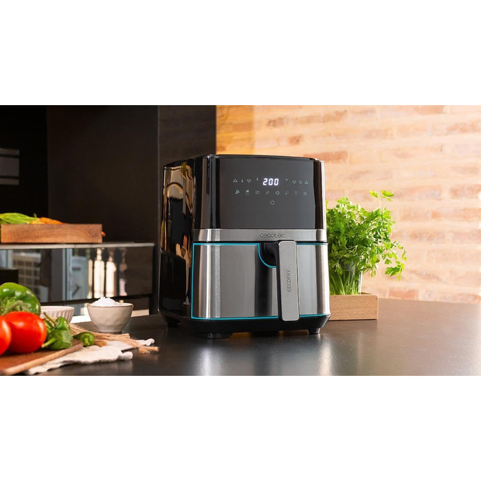 Фритюрниця без олії Cecotec Cecofry Full InoxBlack Pro 5500, 5.5 л, 1700 Вт, 8 режимів, PerfectCook, LED-дисплей