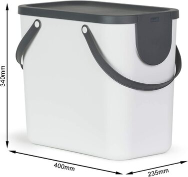 Система поділу сміття Rotho Albula 25L для кухні, зелений / антрацит, пластик (білий)
