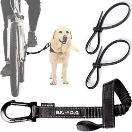 ВЕЛОСИПЕД і СОБАКА - велосипедний повідець для собак, кріплення без інструментів, спеціальна шлейка в якості опції, включаючи 2 велосипедних ременя. Запатентований. Чорний