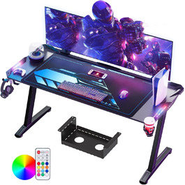 Ігровий стіл Himimi 160x70 см з LED-підсвічуванням, чорний, з коробкою для кабелів, тримачем для напоїв та гачком для навушників