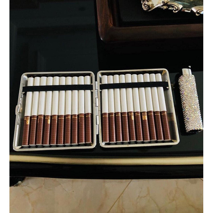 Жіночий портсигар RWXCOW на 20 сигарет 11х7см зі стразами