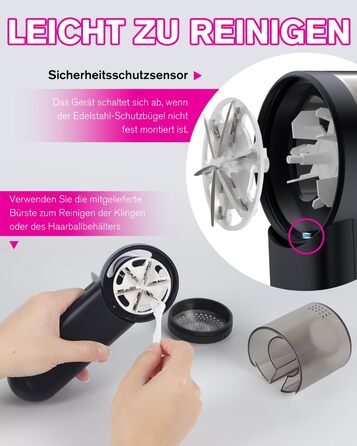 Електричний видальник ворсу Homtronics з USB-зарядкою, LED-дисплеєм та 6-ма лезами для одягу, диванів та килимів, чорний