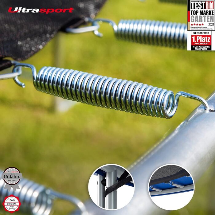 Батут Ultrasport Uni-Jump 460 см для дітей та дорослих (до 150 кг) з сіткою, захисним покриттям та комплектом для монтажу | Садовий батут