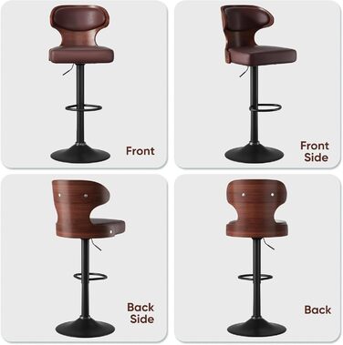 Барний стілець Hawthyhome 4 шт. у наборі, коричневий, з підніжкою та спинкою